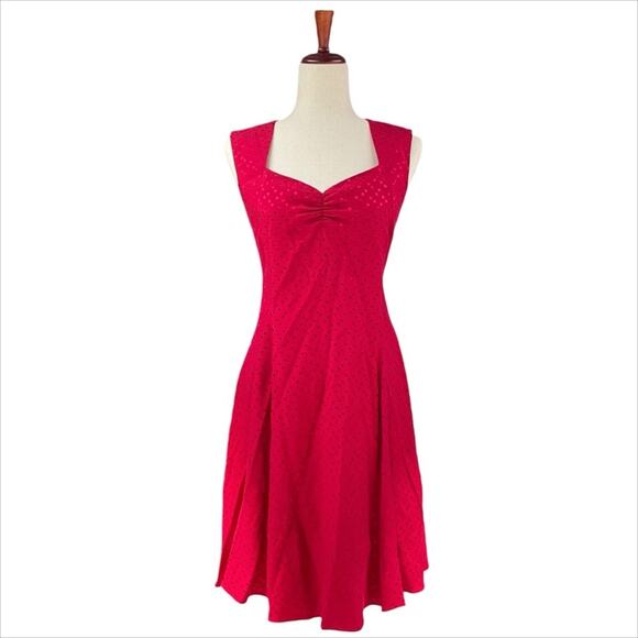 ANTHROPOLOGIE MAPLE Red Vermilion Polka Dot Fit-and-Flare Dress Size 6 - Picture 1 of 9